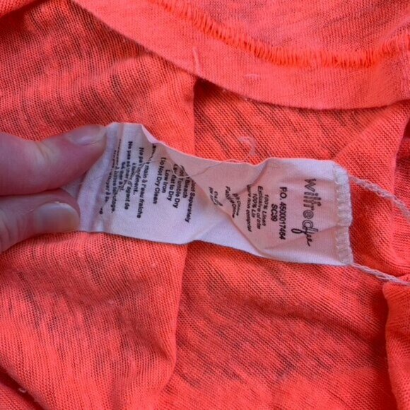 Aritzia Wilfred Free Muscle Tee T-shirt Bright Orange Burnout Sleeveless Size XS - Picture 7 of 9